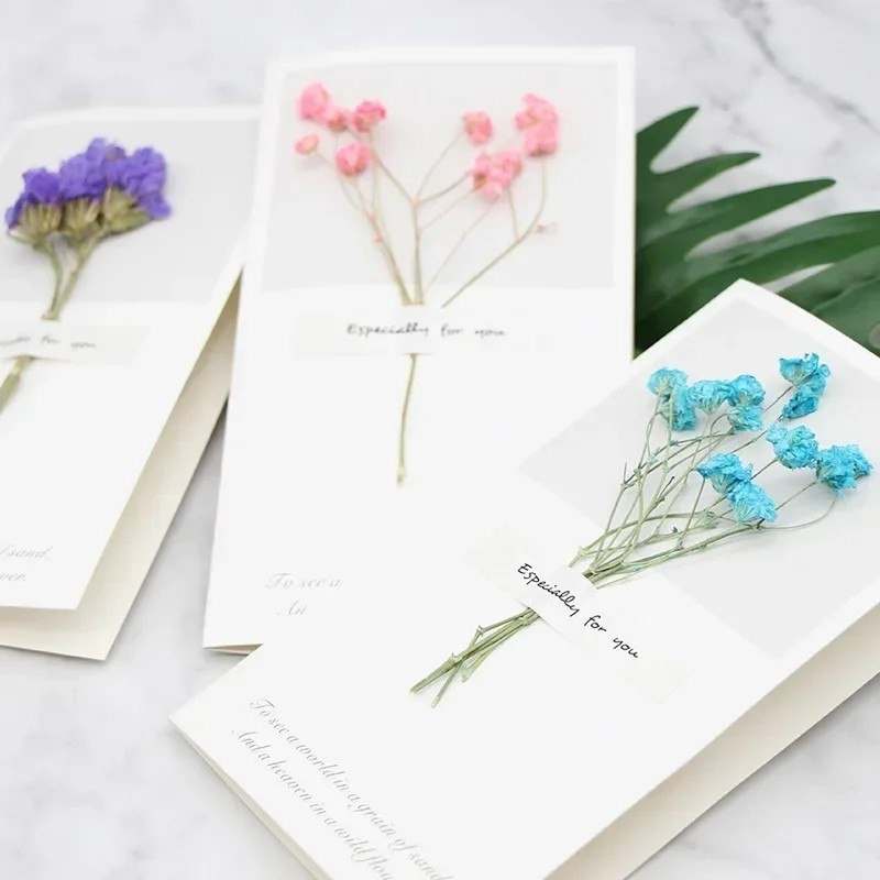 Pack of 5 Dried Flowers Greeting Cards with Envelopes