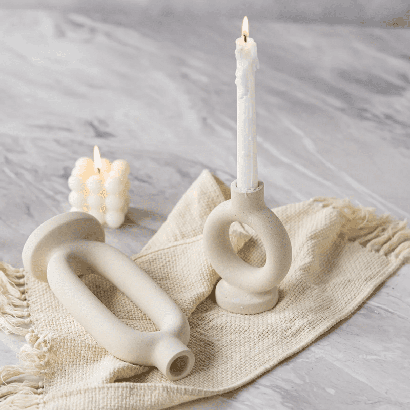 Porcelain Candle Holder - Japandi Style