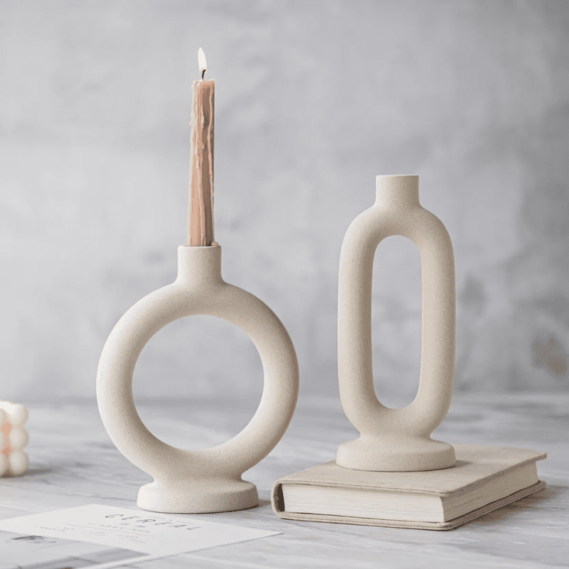 Porcelain Candle Holder - Japandi Style