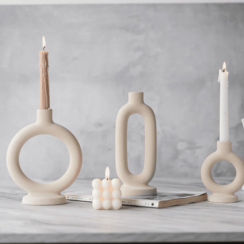 Porcelain Candle Holder - Japandi Style