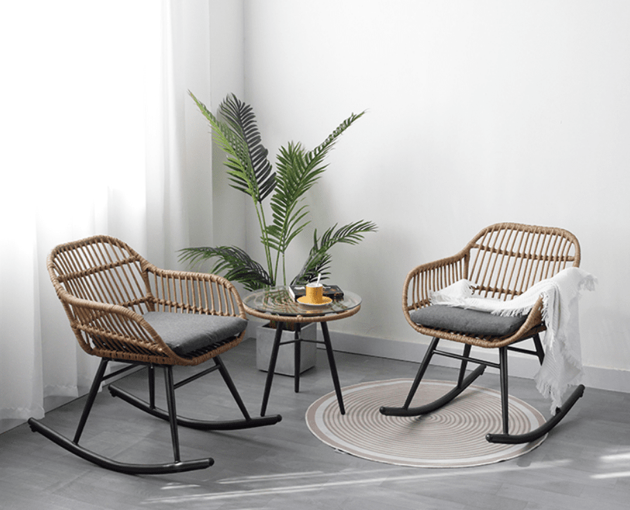 Japandi Dining Comfort: Rattan Armchairs (Natural Texture, Indoor/Outdoor)