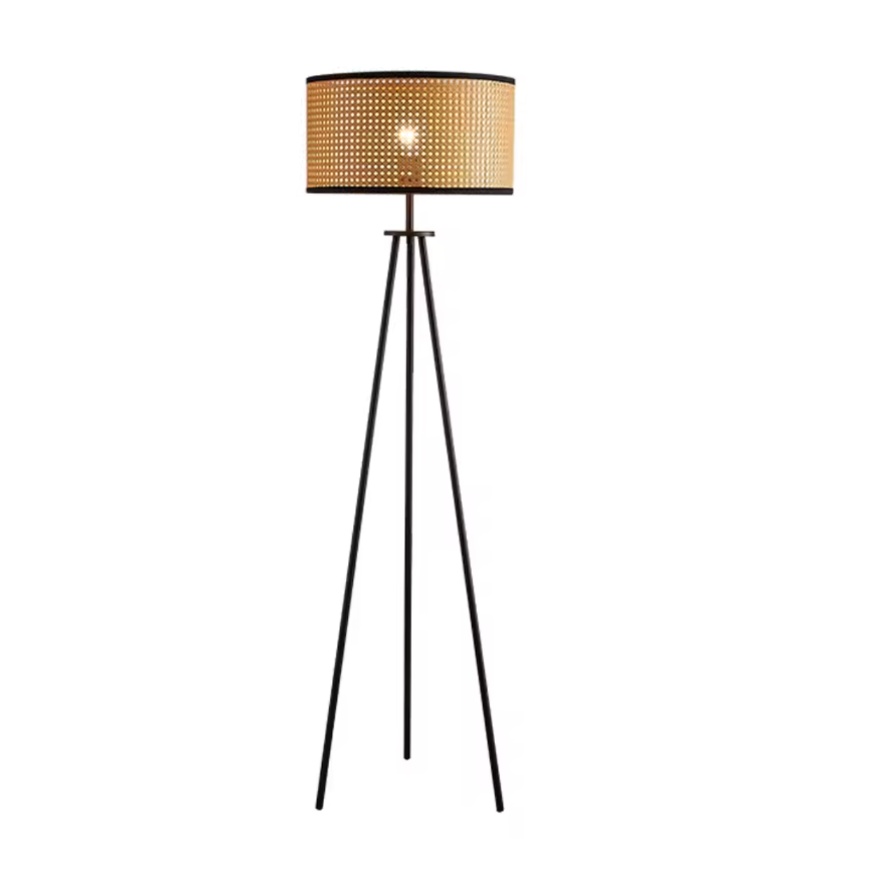 Minimalist Handmade Floor Lamp with Rattan Lampshade