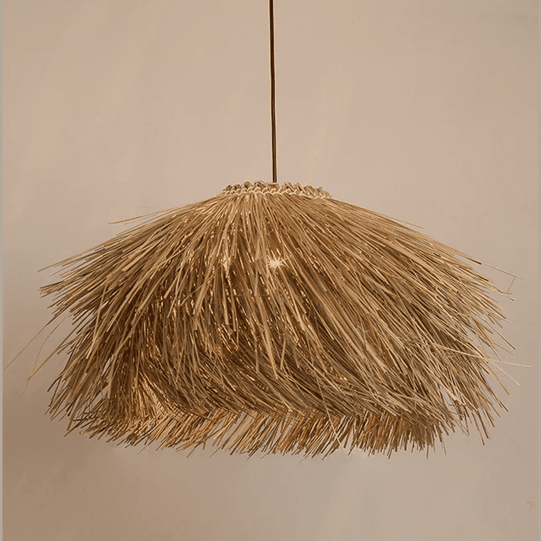 Wabi Sabi Hand-Woven Rattan Pendant Light for Home Decor