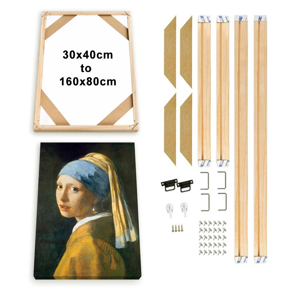 Wood Canvas Picture Frame, Stretcher Bars for Oil and Diamond Painting Prints