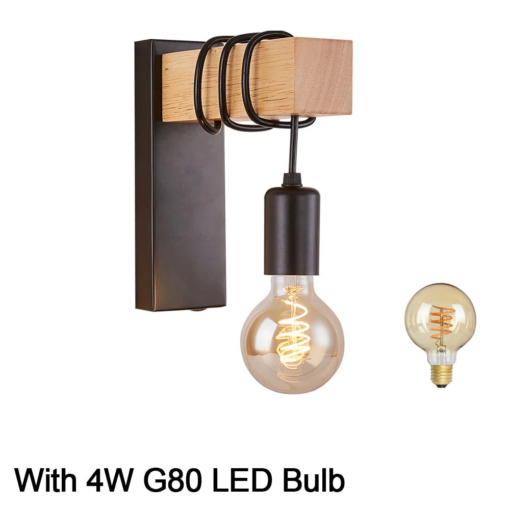 Retro Wood Wall Lamp