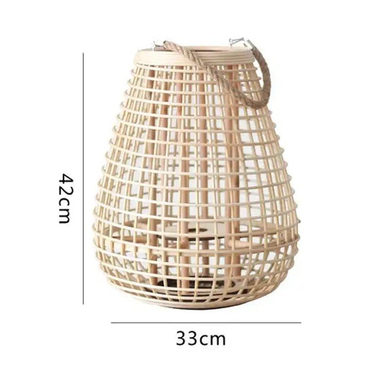 Japandi Style Rattan Floor Lamp - Patio Decorative Candle Holder