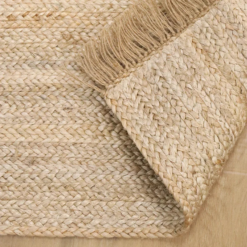 Natural Jute Hand-Woven Tassel Rug