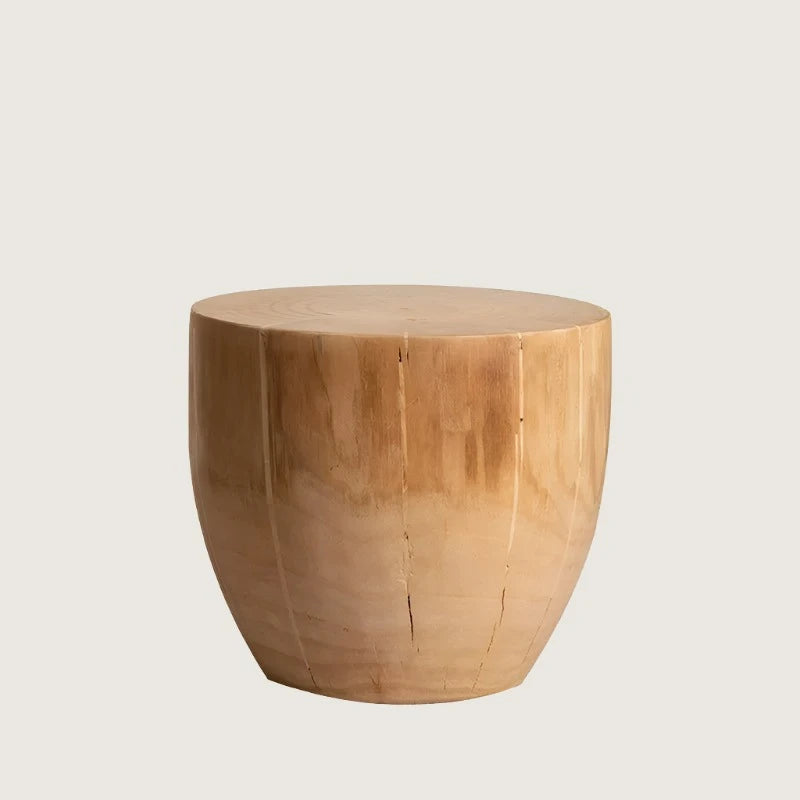 Solid Wood Log Stool - Creative Round Pouf & Side Table for Decor