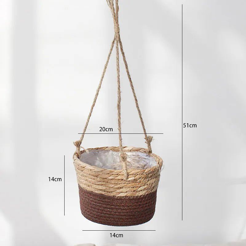 Handmade Rattan Woven Hanging Planter for Home Decor