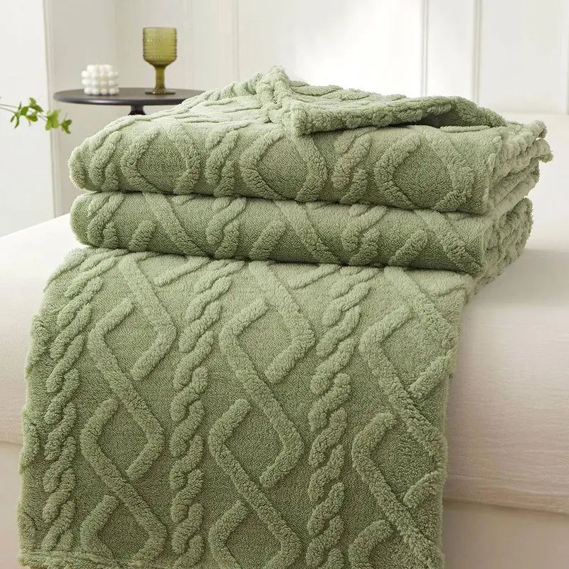 Soft Sherpa Sofa Blanket for Home and Travel - Thick and Warm