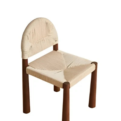 Japandi Charm: Vintage Rattan Chair (Woven Seat & Cream Backrest)