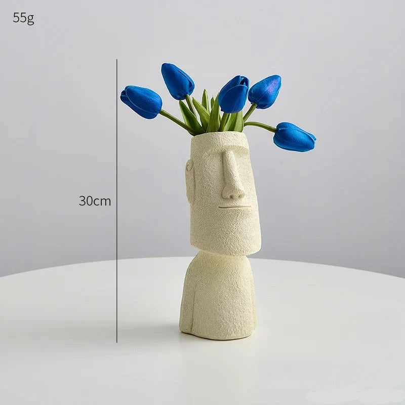 Abstract Ceramic Face Vase for Home Decor