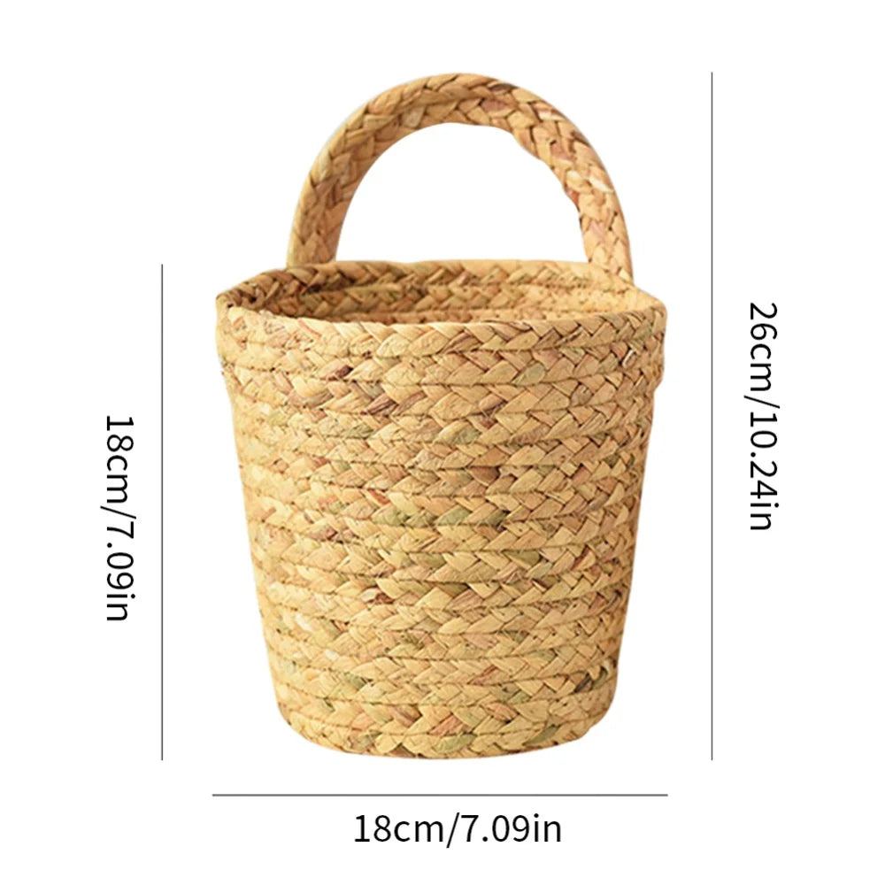 Japandi Organizer: Handwoven Rattan Basket for Plants & Storage