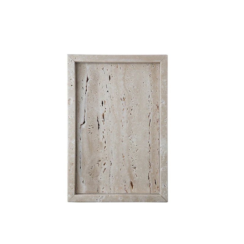 Natural Serenity Tray: Travertine Organizer for Japandi Bathroom