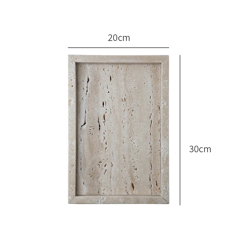 Natural Serenity Tray: Travertine Organizer for Japandi Bathroom