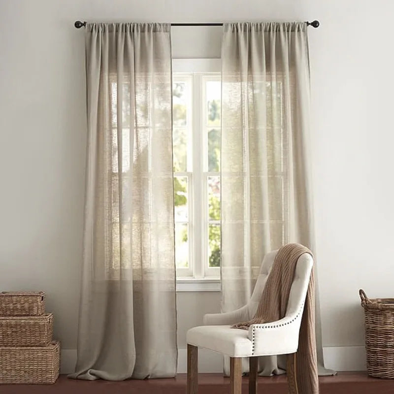 Stone Washed Linen Curtains for Living Room and Bedroom