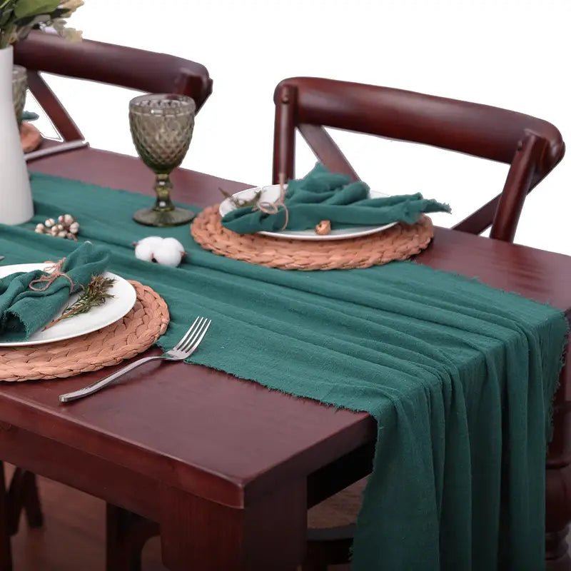 Rust Gauze Table Runner: Vintage Texture for Dining and Kitchen Decor