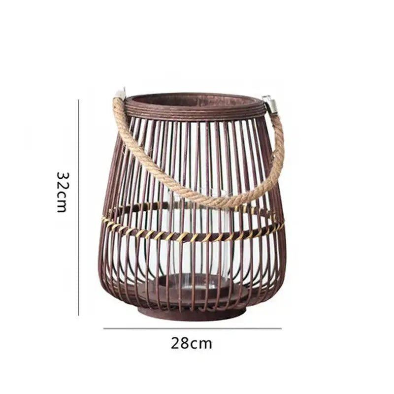 Nordic Wood Lantern - Bird Cage Style Candle Holder for Party Decor