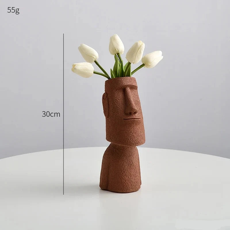 Abstract Ceramic Face Vase for Home Decor