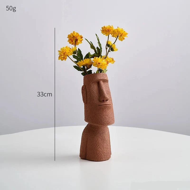 Abstract Ceramic Face Vase for Home Decor