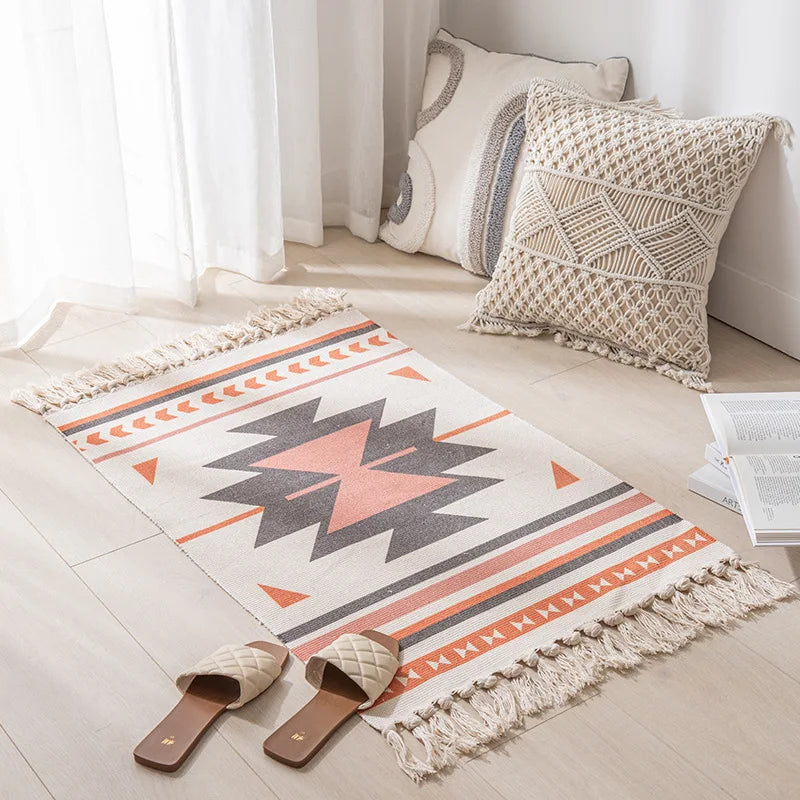 Linen Vintage Tassels Rug - Boho Aesthetic