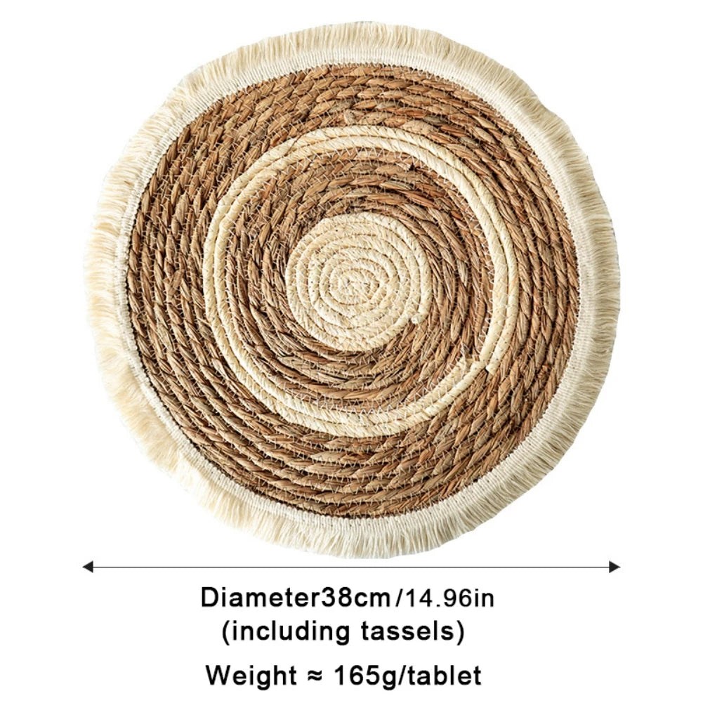 Round Wicker Placemat with Tassels