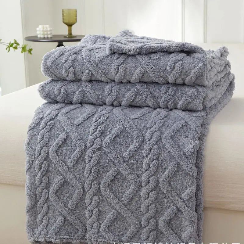 Soft Sherpa Sofa Blanket for Home and Travel - Thick and Warm