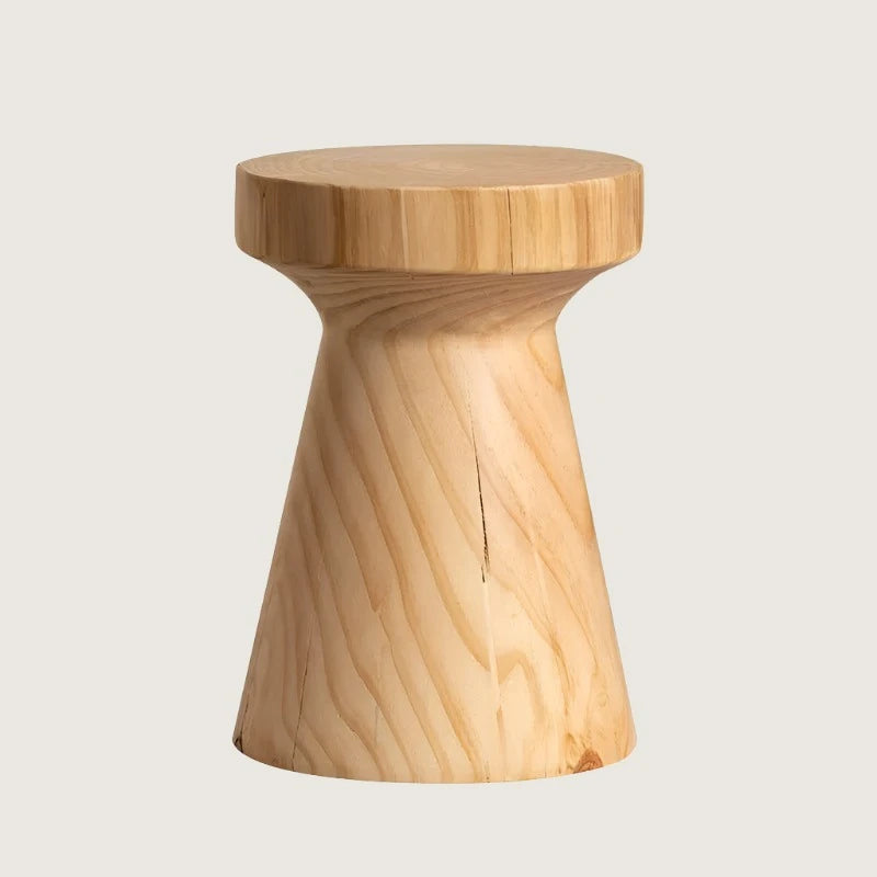 Solid Wood Log Stool - Creative Round Pouf & Side Table for Decor