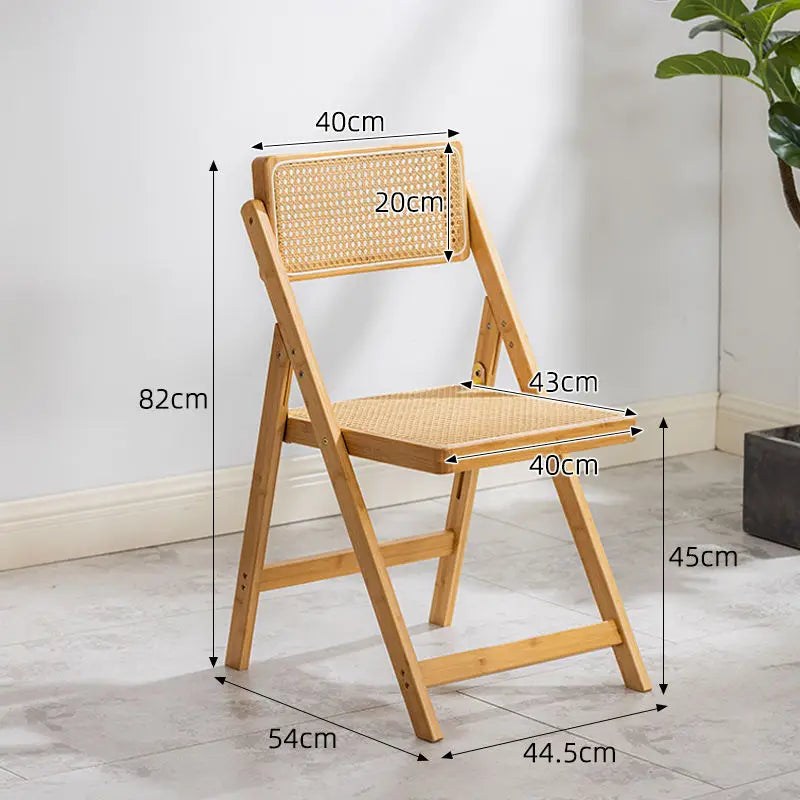 Japandi Breeze: Rattan Folding Chair (Woven Backrest, Breathable Comfort)