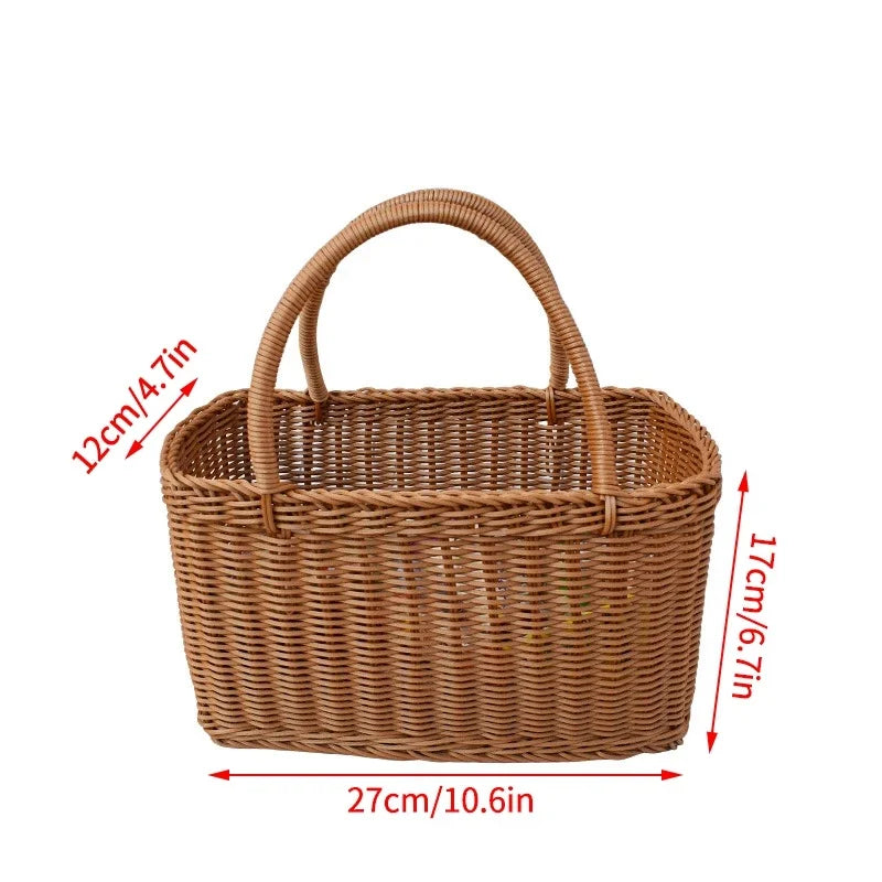 Multipurpose Wicker Basket with Handle for Storage and Shopping