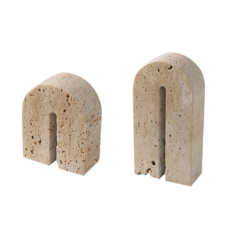 Wabi-Sabi Charm: Travertine Bookends