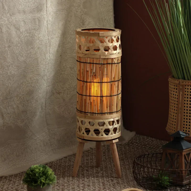 Handmade Straw Woven Floor Lamp