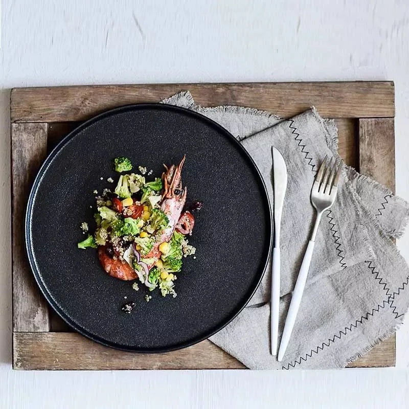 Black and White Ceramic Dinner Plate