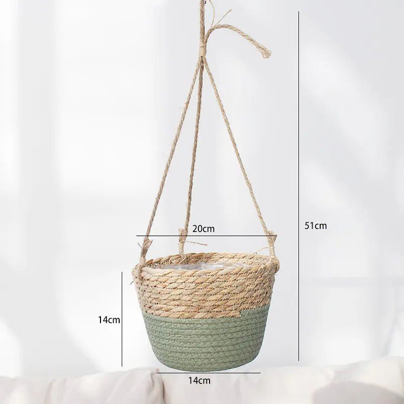 Handmade Rattan Woven Hanging Planter for Home Decor