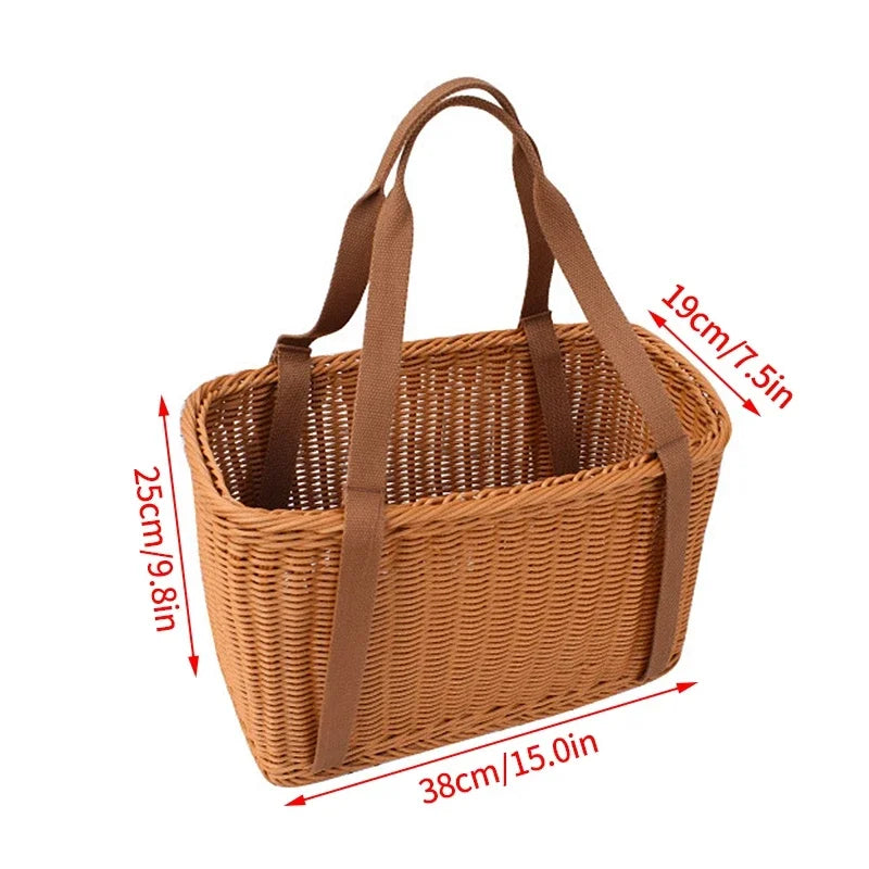 Multipurpose Wicker Basket with Handle for Storage and Shopping