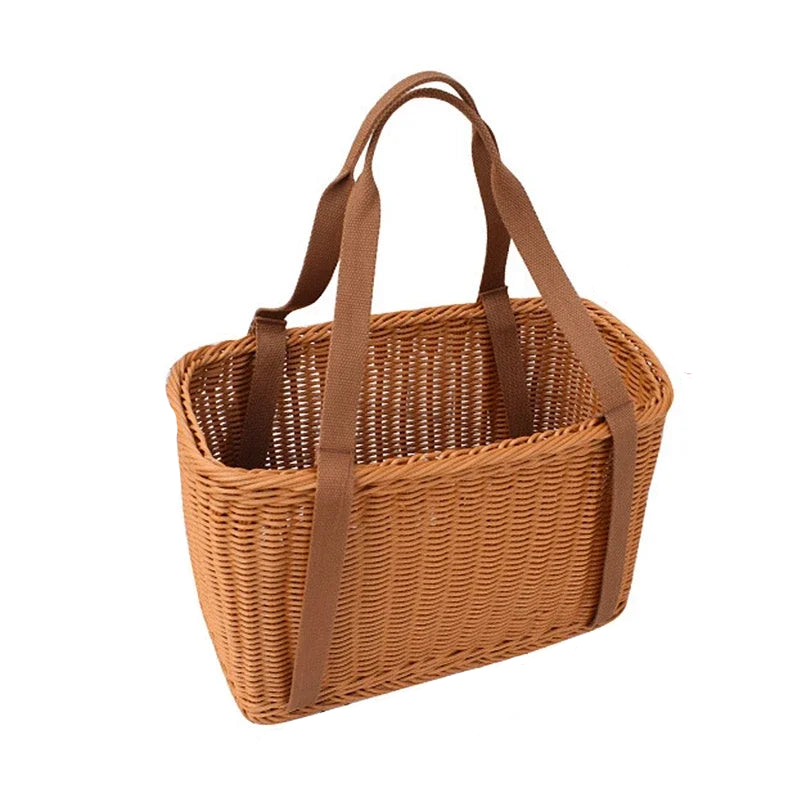 Multipurpose Wicker Basket with Handle for Storage and Shopping