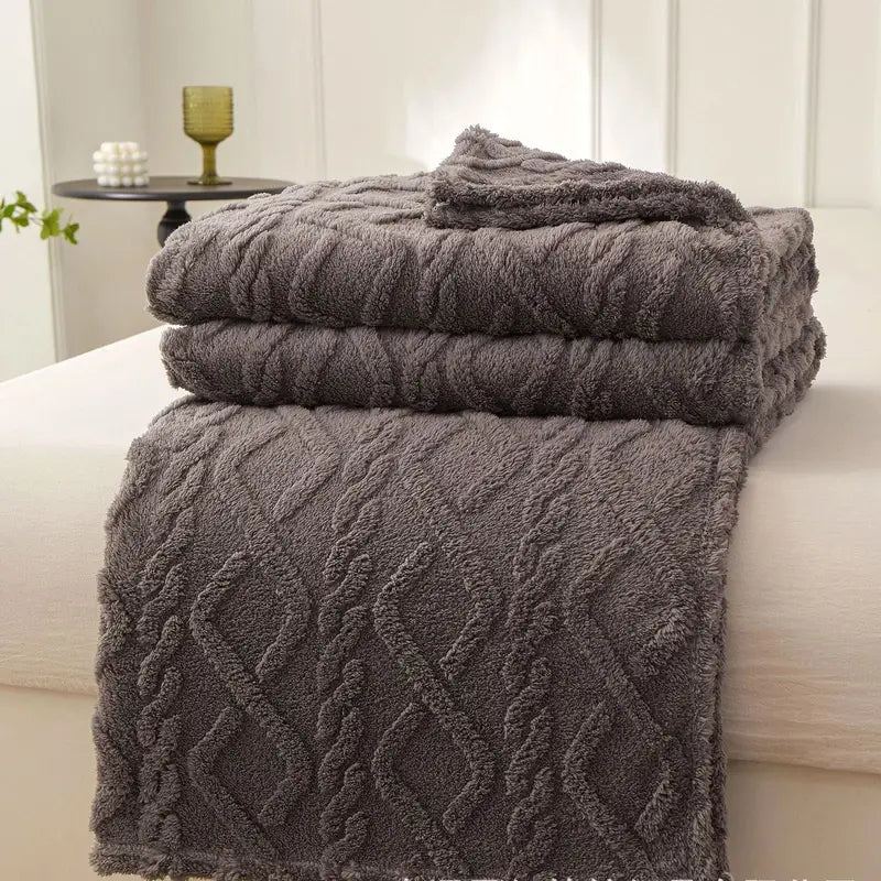 Soft Sherpa Sofa Blanket for Home and Travel - Thick and Warm