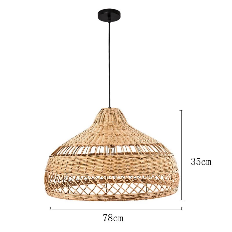 Beige Japandi Style Rattan Pendant Lights - Handmade Hanging Lamp