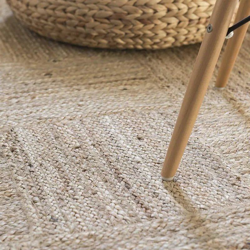 Natural Jute Rug Runner - Braided Box Design Farmhouse Mat with Rustic Look