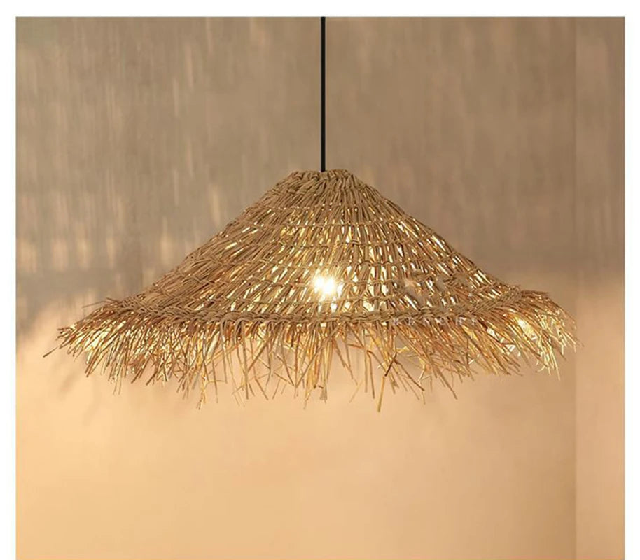 Vintage Wicker Pendant Lamp - Wabi-Sabi Chandelier