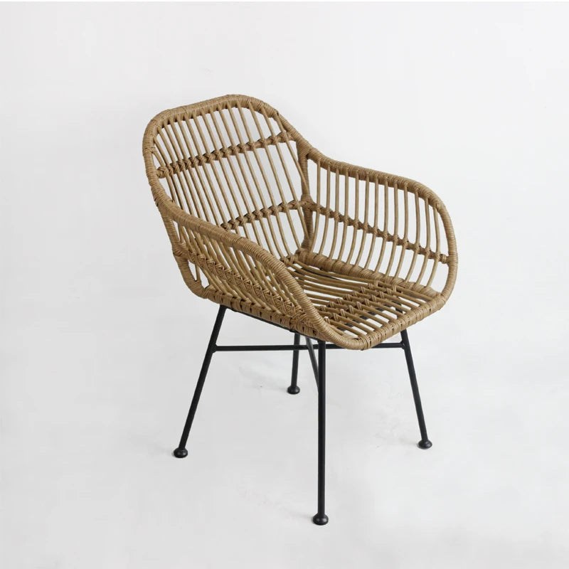 Japandi Dining Comfort: Rattan Armchairs (Natural Texture, Indoor/Outdoor)