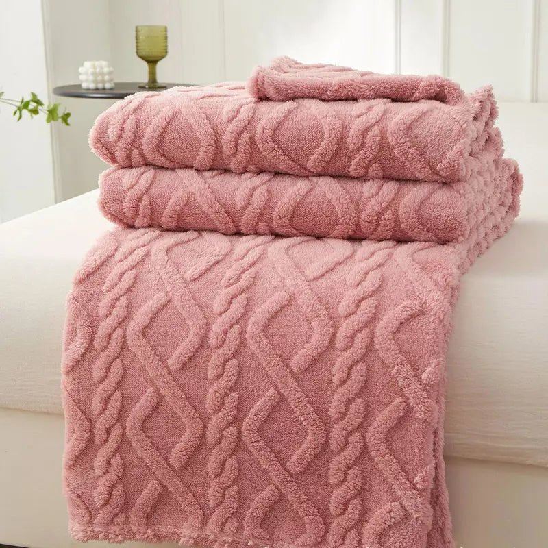 Soft Sherpa Sofa Blanket for Home and Travel - Thick and Warm