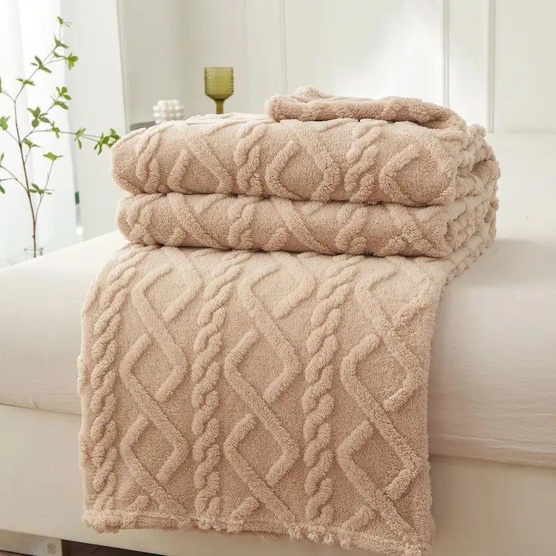 Soft Sherpa Sofa Blanket for Home and Travel - Thick and Warm