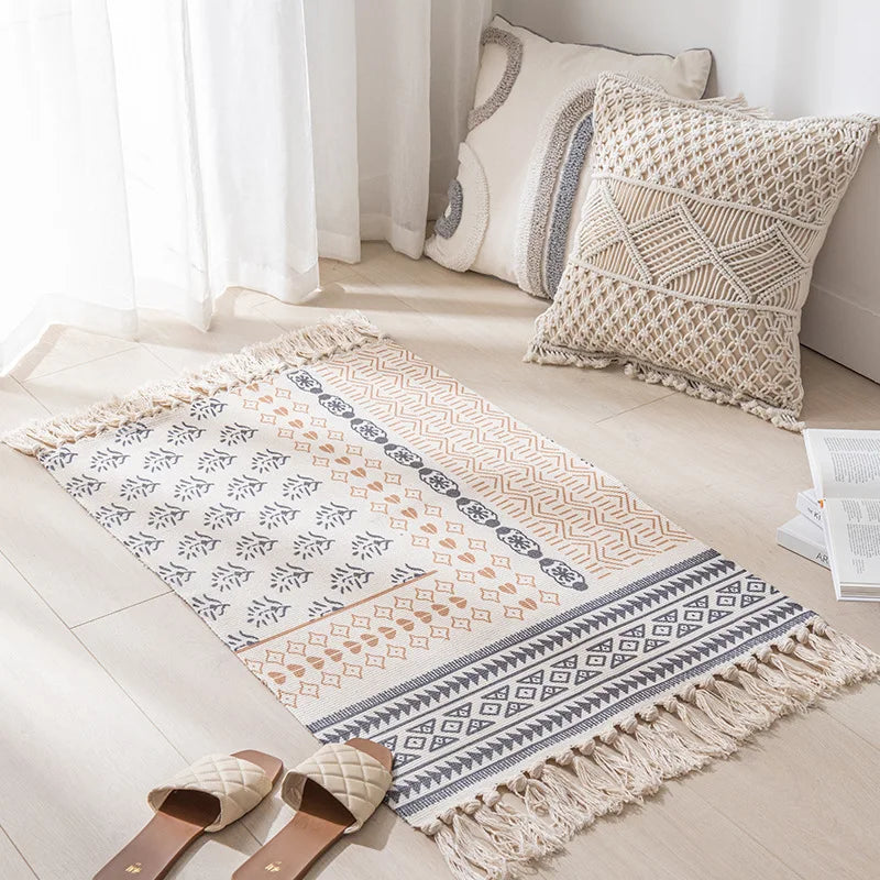 Linen Vintage Tassels Rug - Boho Aesthetic