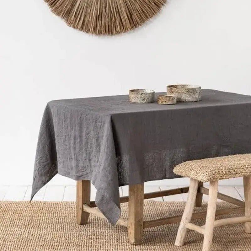 Premium Linen Tablecloth: Natural Fabric Dining Room Decor