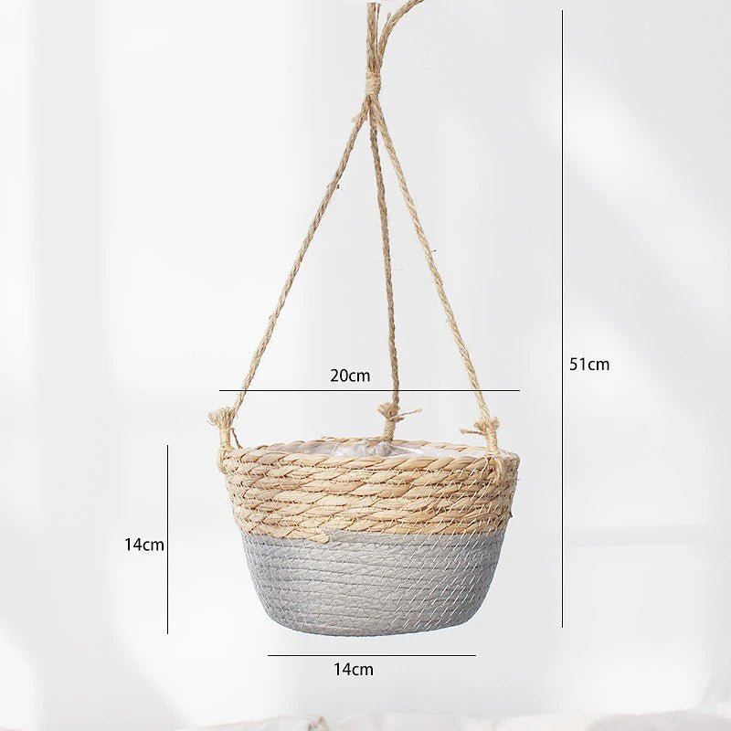 Handmade Rattan Woven Hanging Planter for Home Decor