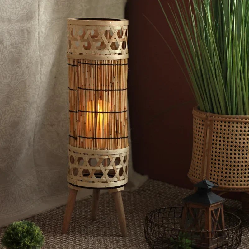 Handmade Straw Woven Floor Lamp