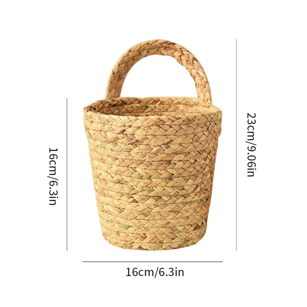 Japandi Organizer: Handwoven Rattan Basket for Plants & Storage