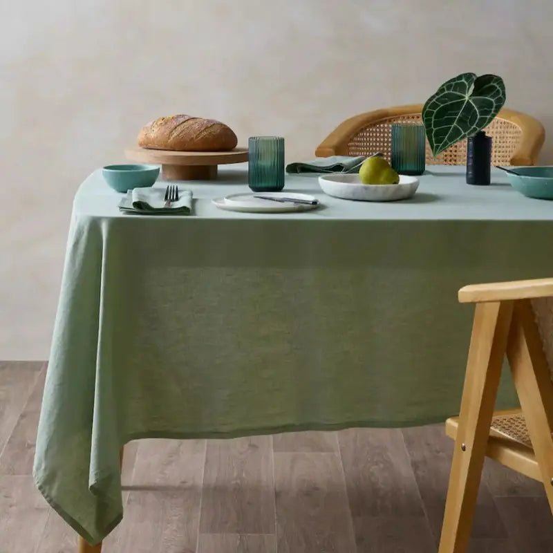 Premium Linen Tablecloth: Natural Fabric Dining Room Decor