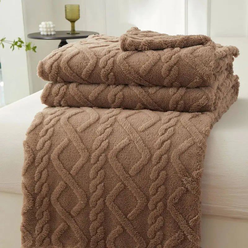 Soft Sherpa Sofa Blanket for Home and Travel - Thick and Warm